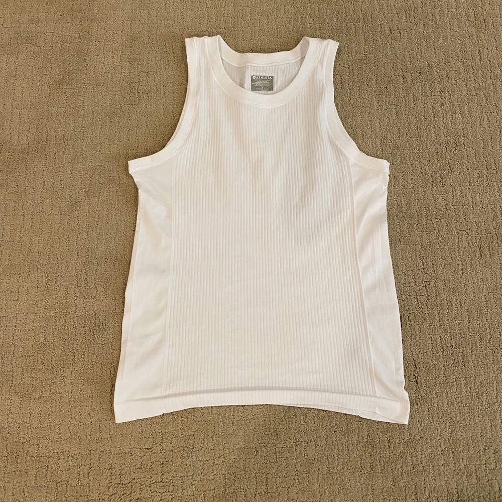 Athleta White Ribbed Tank. Small
